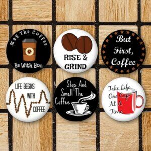 Funny Coffee Fridge Magnets - Set Of 6 Metal Magnets Home Office Kitchen School